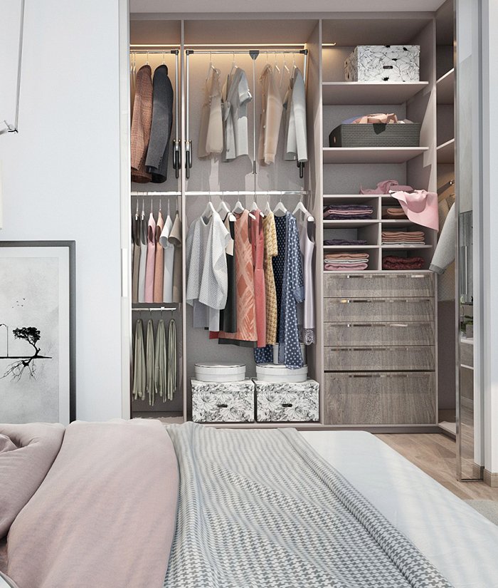 Дизайн спальни с гардеробной